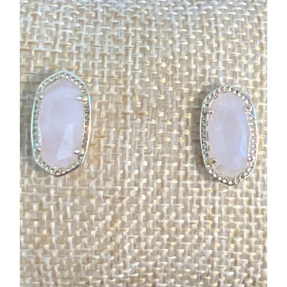 Kendra Scott Ellie Rose Quartz Stud Earrings Gold Plated Metal Pierced .75" NWOT - Picture 1 of 5